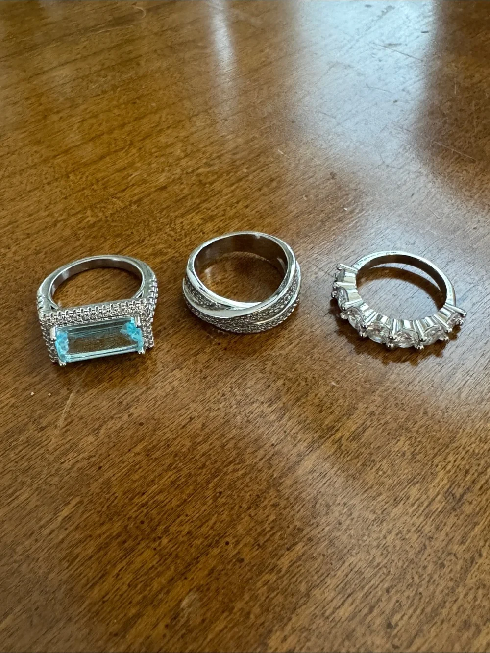 OLIVIA HAYES VINTAGE SILVER TURQUOISE GLASS RING SET, size 7 - Picture 8 of 8